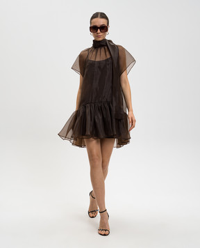 Simkhai Коричневое платье Beaux с оборкой 5251016O