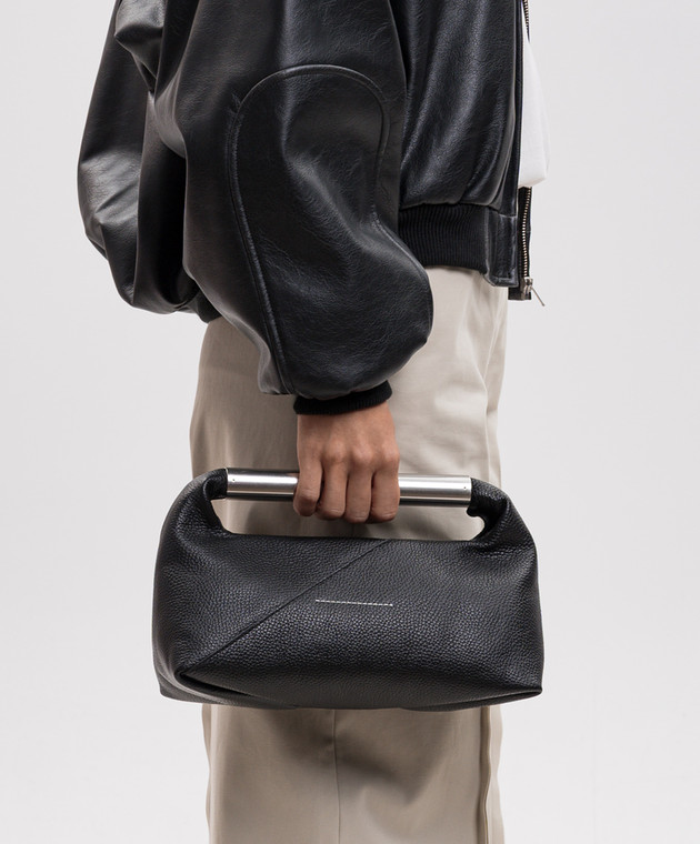 Maison Margiela MM6 Черная кожаная сумка с гравировкой логотипа SB6WD0046P9068 изображение 2
