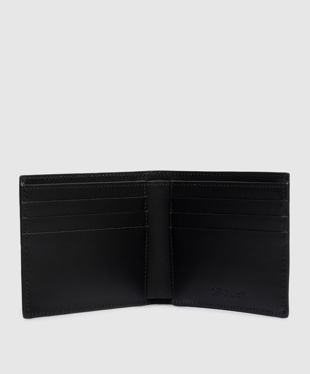 Off-White Чорне шкіряне портмоне з принтом логотипа OMNC094S26LEA004 зображення 3
