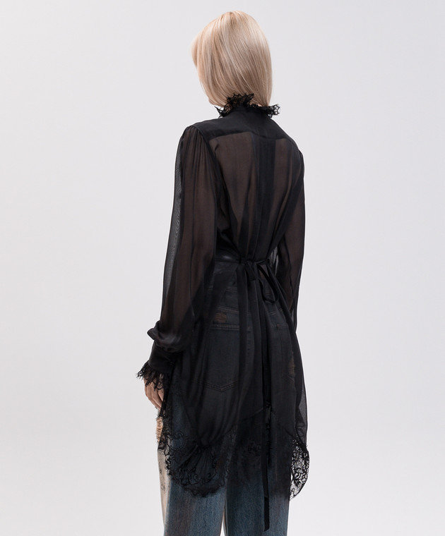Ann Demeulemeester Чорна блуза Barah із шовку B0014537FA239 зображення 4