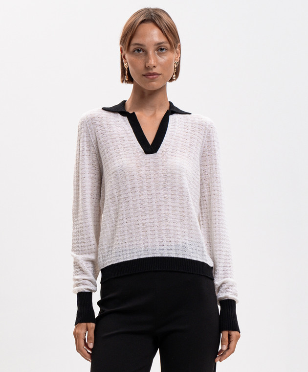 Twinset Білий пуловер з коміром-поло 262TP3330 зображення 3