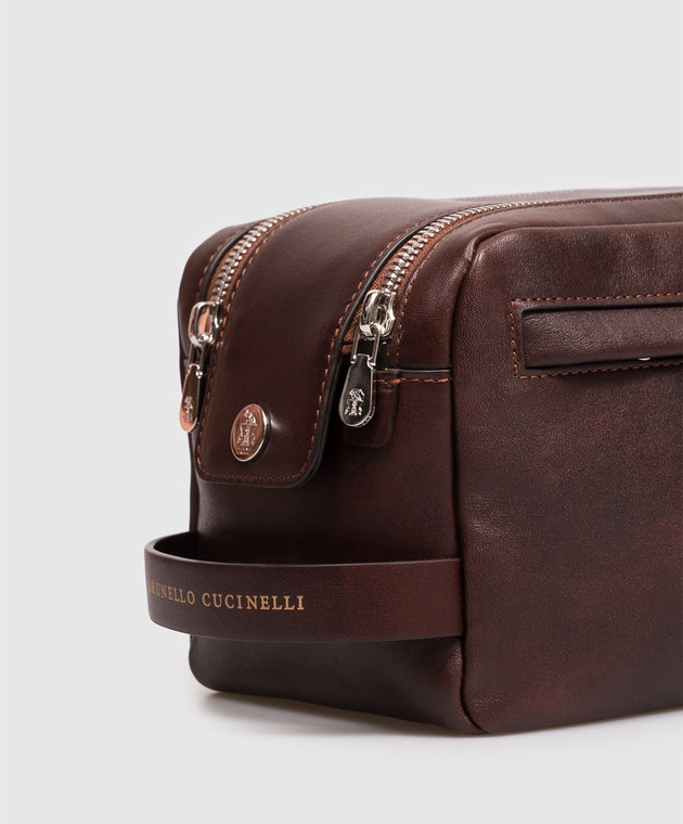 Brunello Cucinelli Коричневый кожаный несесер MWCIBU334 изображение 4