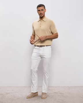 Stefano Ricci Жовте поло із шовку з монограмою логотипа K616215P14F26101