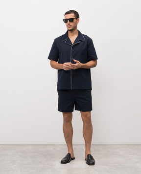 Balmain Синя сорочка в брендовий візерунок GH1HN138CG50