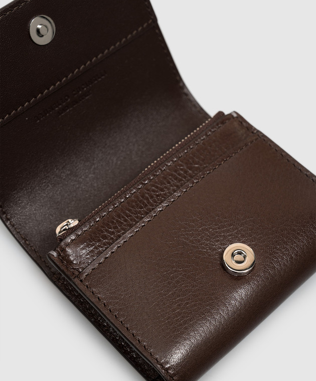 Brunello Cucinelli Коричневый кожаный кошелек MWVEBU450 изображение 3