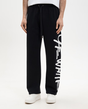 Off-White Чорні спортивні штани з контрастним принтом логотипа 44MCH05AS26F00B