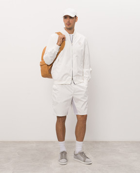 Brunello Cucinelli Біла спортивна куртка з принтом емблеми MB4229084T