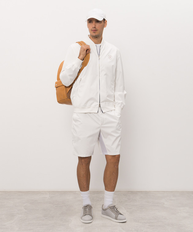 Brunello Cucinelli Біла спортивна куртка з принтом емблеми MB4229084T зображення 2
