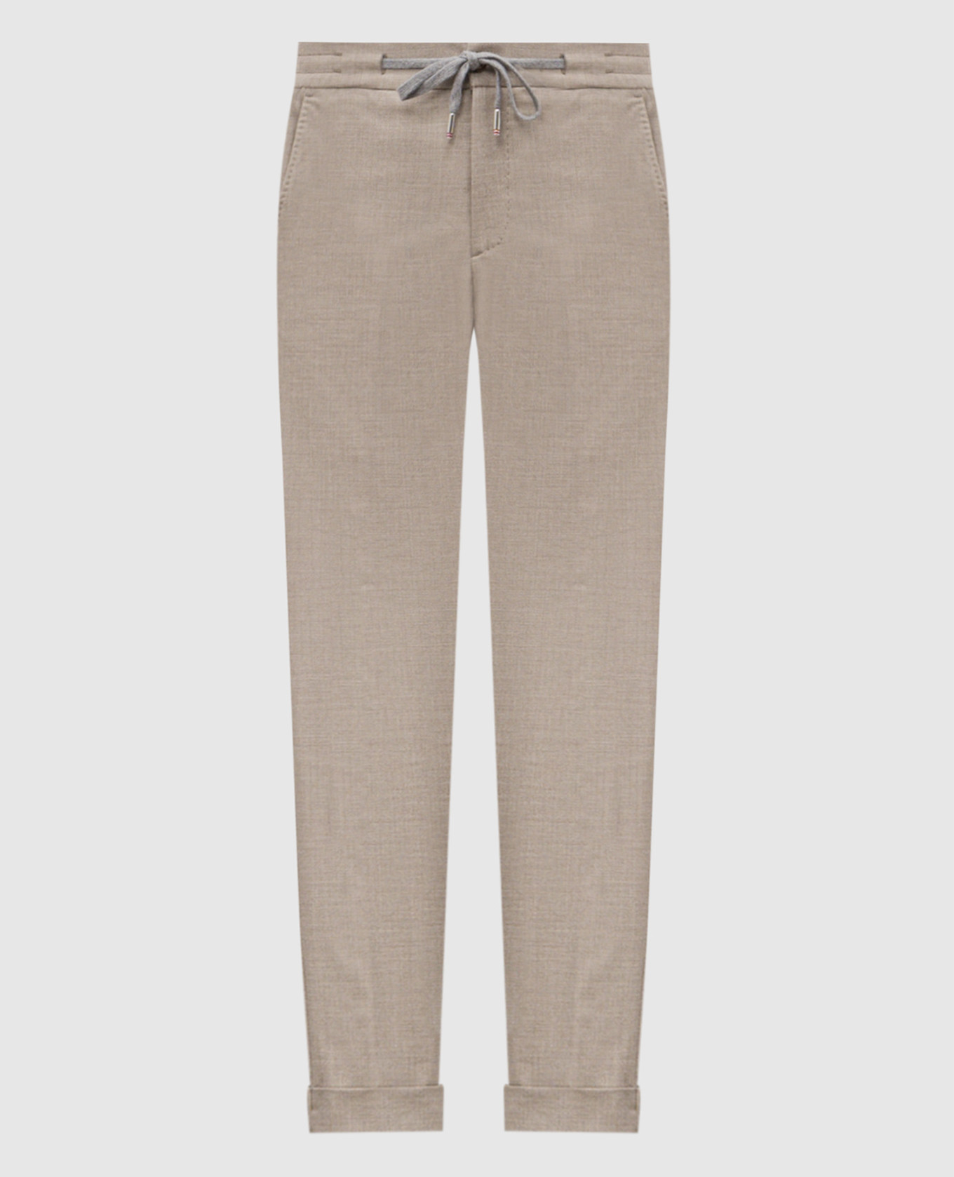 Бежевые брюки из кашемира и шелка