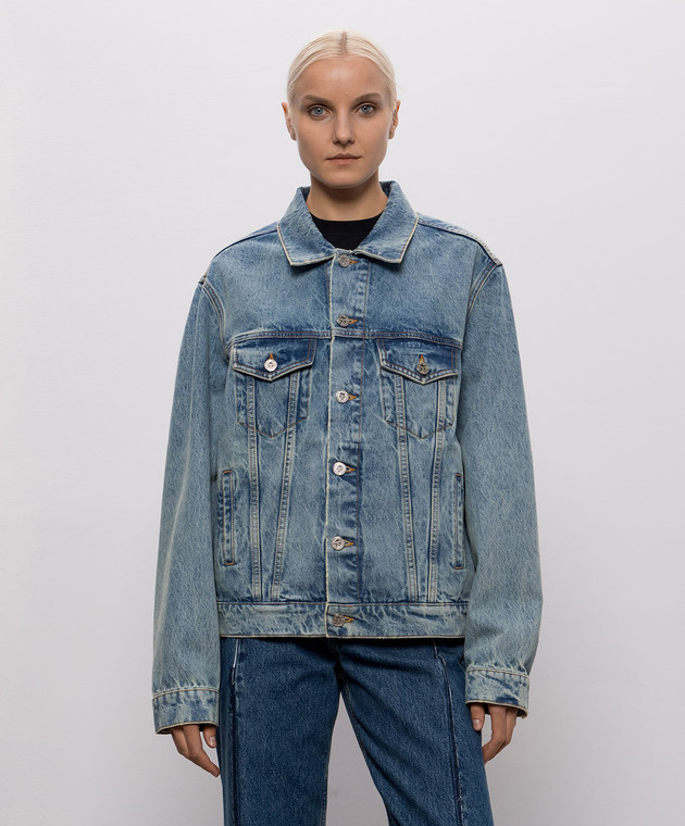 Vetements Голубая джинсовая куртка с эффектом потертости MH27DJ071LB изображение 3