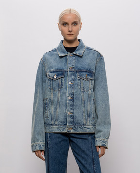 Vetements Голубая джинсовая куртка с эффектом потертости MH27DJ071LB