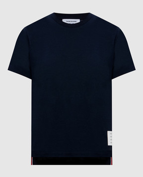 Thom Browne Голубая футболка с нашивкой логотипа FJS036A05398