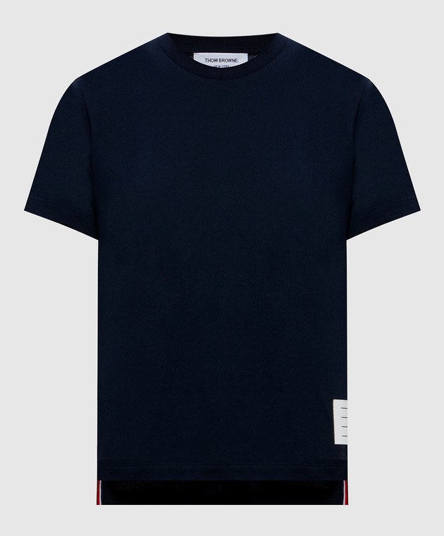 Thom Browne Голубая футболка с нашивкой логотипа FJS036A05398