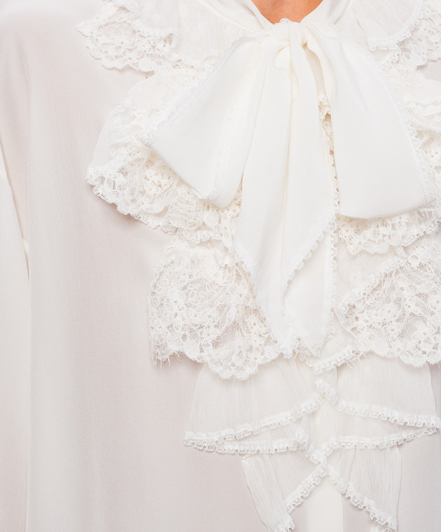 Ermanno Scervino Блуза из шелка цвета айвори с рюшами D492K360APVKX изображение 5
