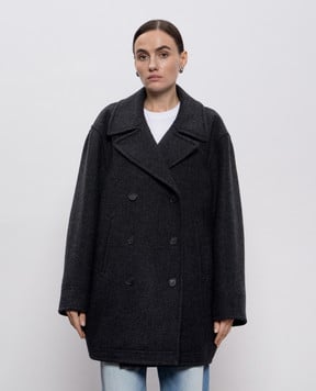 Magda Butrym Сіре двоборте пальто з вовни та шовку JACKET06155925