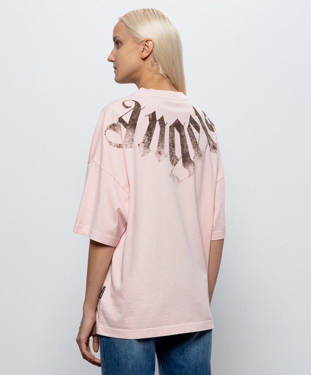 Palm Angels Рожева футболка з принтом логотипа PAMAA003JR001w зображення 4