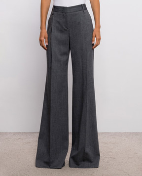 Ermanno Scervino Сірі штани-кльош з вовною у візерунок D496P301YAX