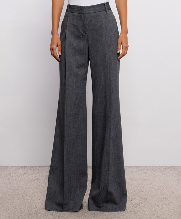 Ermanno Scervino Сірі штани-кльош з вовною у візерунок D496P301YAX зображення 3