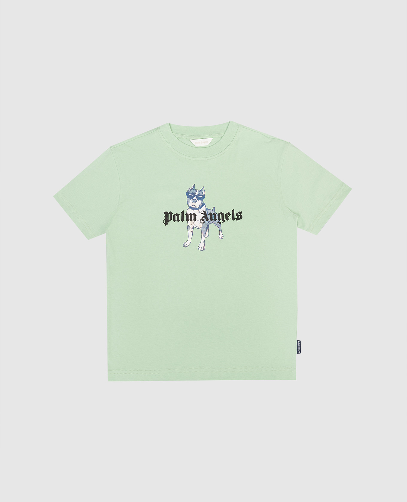 Детская зеленая футболка с брендовым принтом