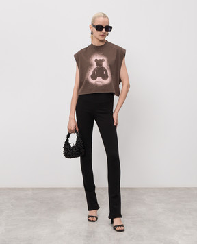 Palm Angels Коричневый топ Spray Bear PWAC022S26JER001