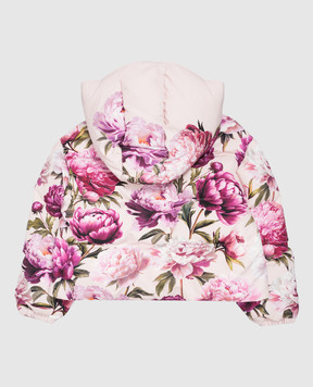 Dolce&Gabbana Детский розовый пуховик в цветочный принт L5JBN8G7QZT812+