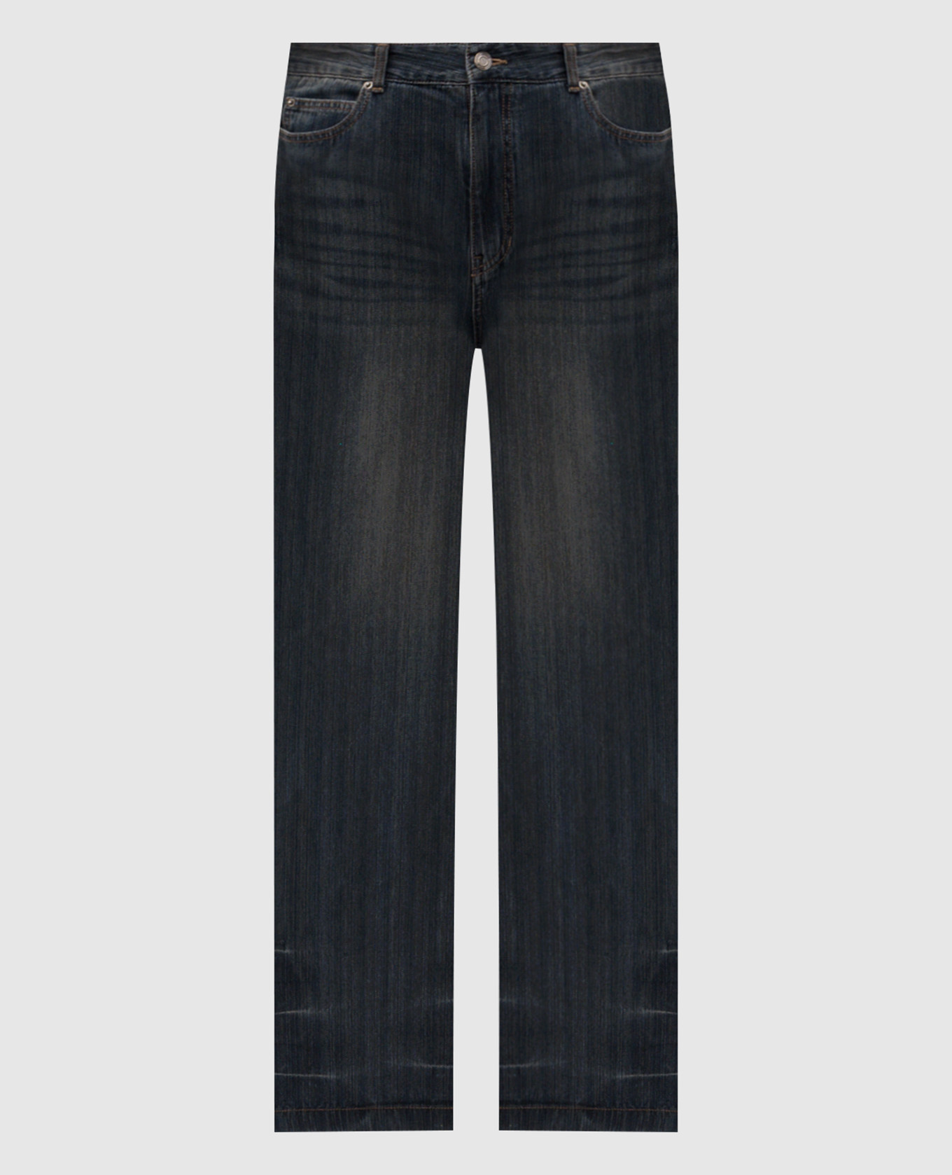 

Синие джинсы с эффектом потертости, Синий, Прямые джинсы