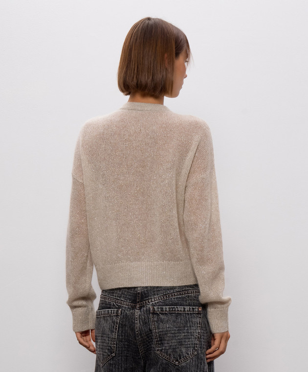 Brunello Cucinelli Бежевий кардиган з люрексом MBG775506 зображення 4