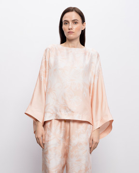 Agnona Бежева блузі із шовку в квітковий принт TT1106YS4068