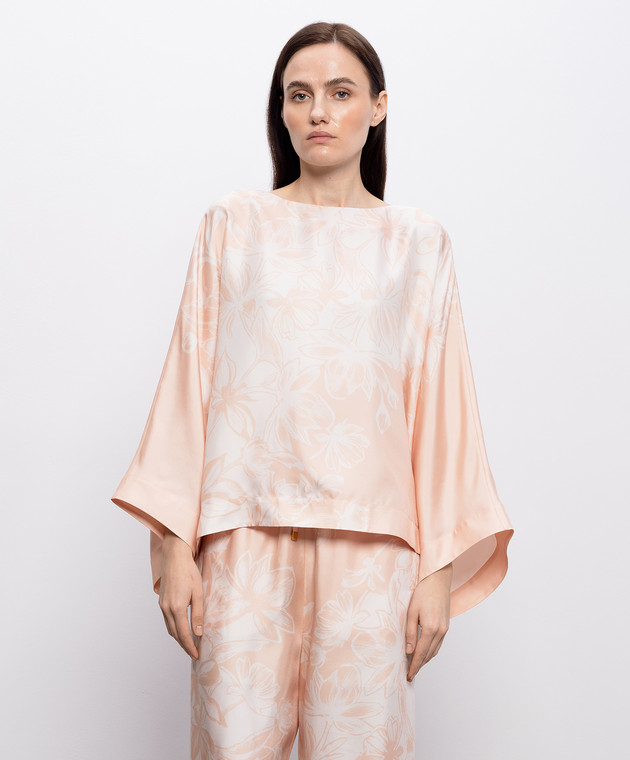 Agnona Бежева блузі із шовку в квітковий принт TT1106YS4068 зображення 3