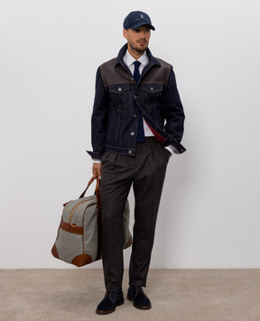 Brunello Cucinelli Синя джинсова комбінована куртка M233P6026