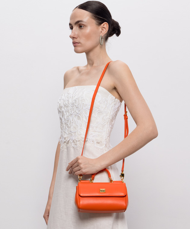 Dolce&Gabbana Оранжевая кожаная сумка My Sicily BB7864B7321 изображение 2