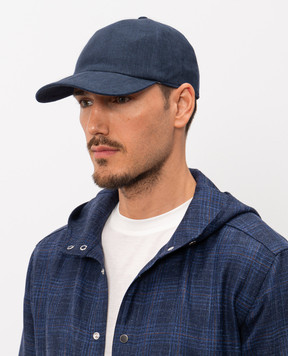 CAPOBIANCO Синя кепка з льону з логотипом 20MC1LL00