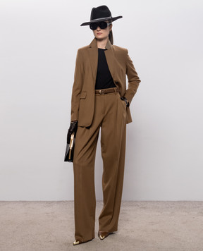 Max Mara Брюки COCCO коричневого цвета из шерсти MSTCOCCO