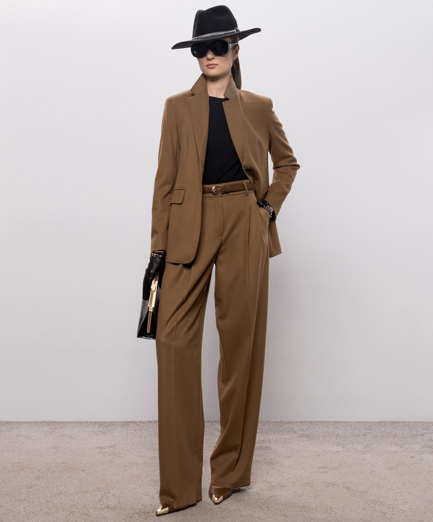 Max Mara Штани COCCO коричневого кольору з вовни MSTCOCCO зображення 2