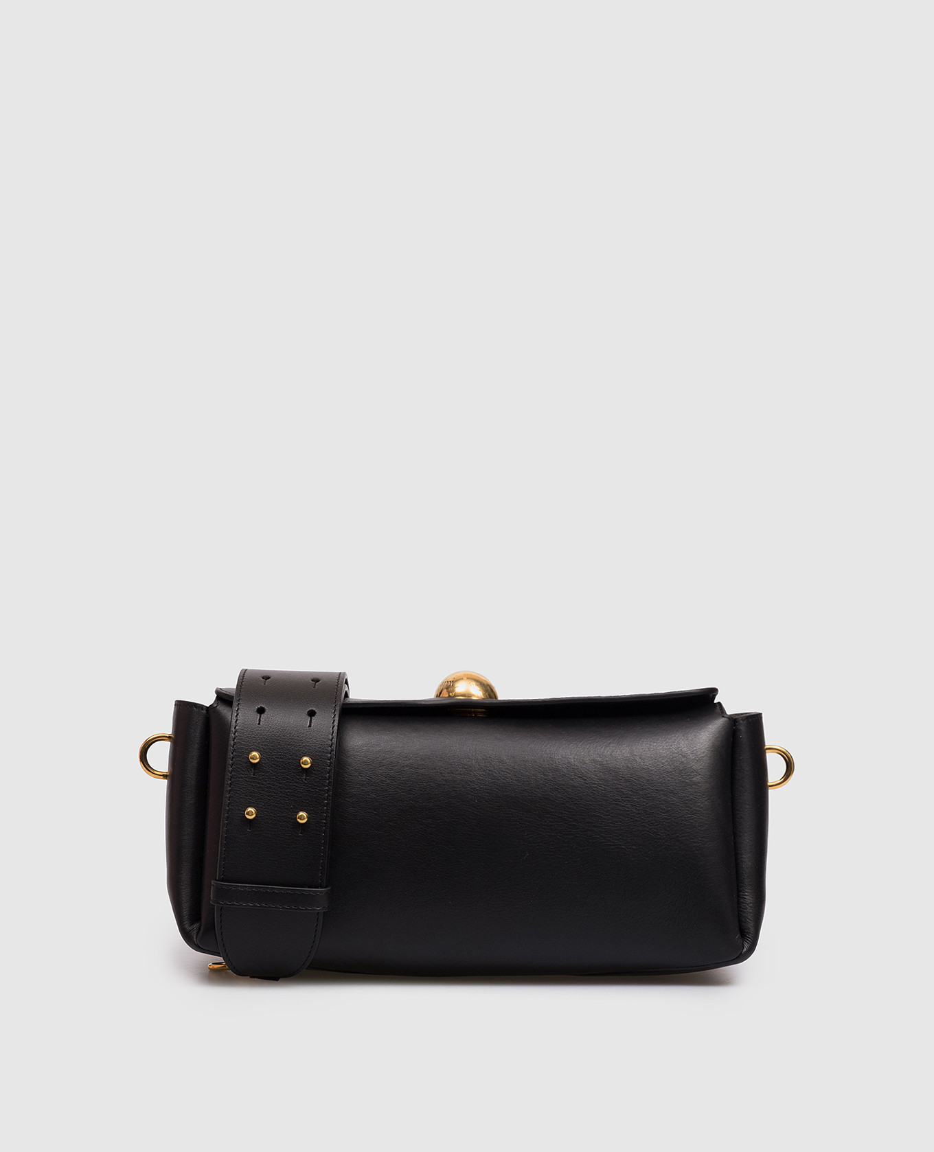 Черная кожаная сумка-багет Carrousel