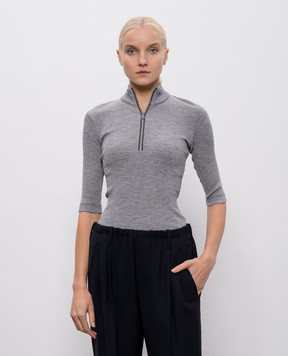Brunello Cucinelli Серый топ из шерсти с цепочкой мониль MD998VB714