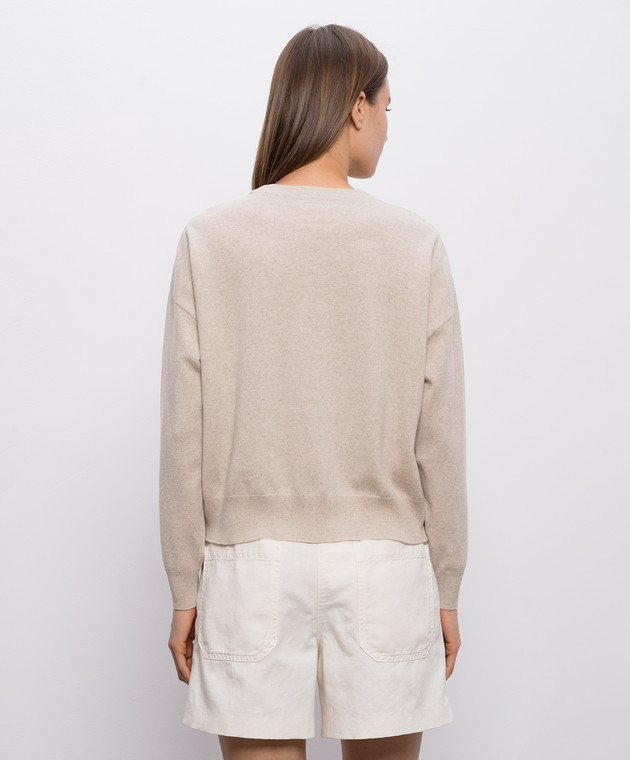 Brunello Cucinelli Бежевий джемпер з вовни, кашеміру та шовку M16230010 зображення 4