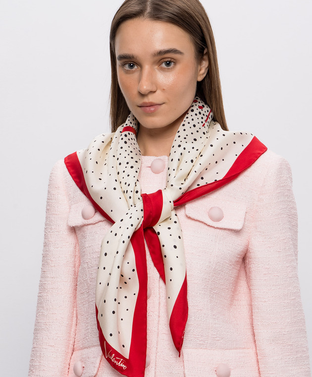 Valentino Платок цвета айвори из шелка с логотипом 9W2EI114NJB изображение 2
