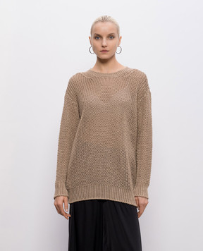 Intoca Бежевий ажурний светр з льону 261LILLPO0102