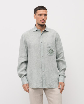 Stefano Ricci Зеленая рубашка из льна MC008163BX2922