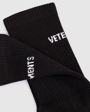 Vetements Чорні шкарпетки з візерунком логотипа UH27S0300B