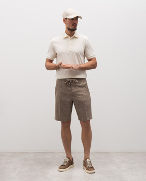 Brett Johnson Коричневые шорты из шерсти, шелка и льна в узор SS26P18LP326MOC