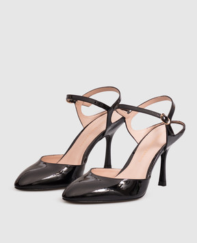 Stuart Weitzman Черные кожаные лакированные слингбеки Madison SN675