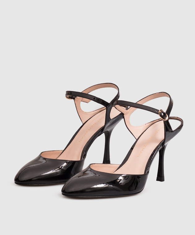 Stuart Weitzman Черные кожаные лакированные слингбеки Madison SN675 изображение 2
