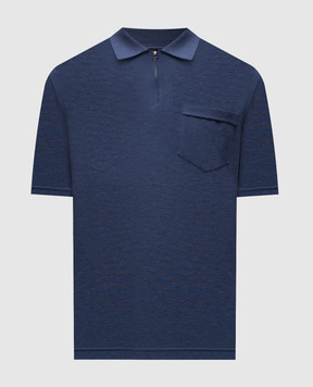 Stefano Ricci Синє поло із шовком з емблемою K919068P31T26101