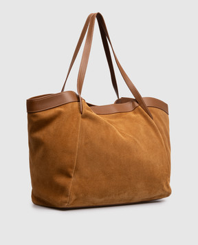 Twinset Коричнева замшева сумка з тисненням логотипа 261TB7100