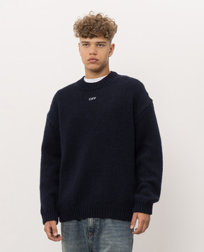 Off-White Синий свитер из шерсти с вышивкой Arrow 44MHE212F26K001