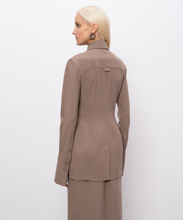 Thierry Mugler Коричневый жакет в стиле рубашки с шерстью 26S1VE04831032 изображение 4