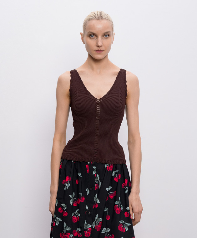 Twinset Коричневый топ в рубчик 261TT3122 изображение 3