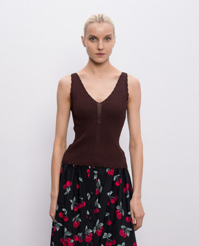 Twinset Коричневий топ в рубчик 261TT3122
